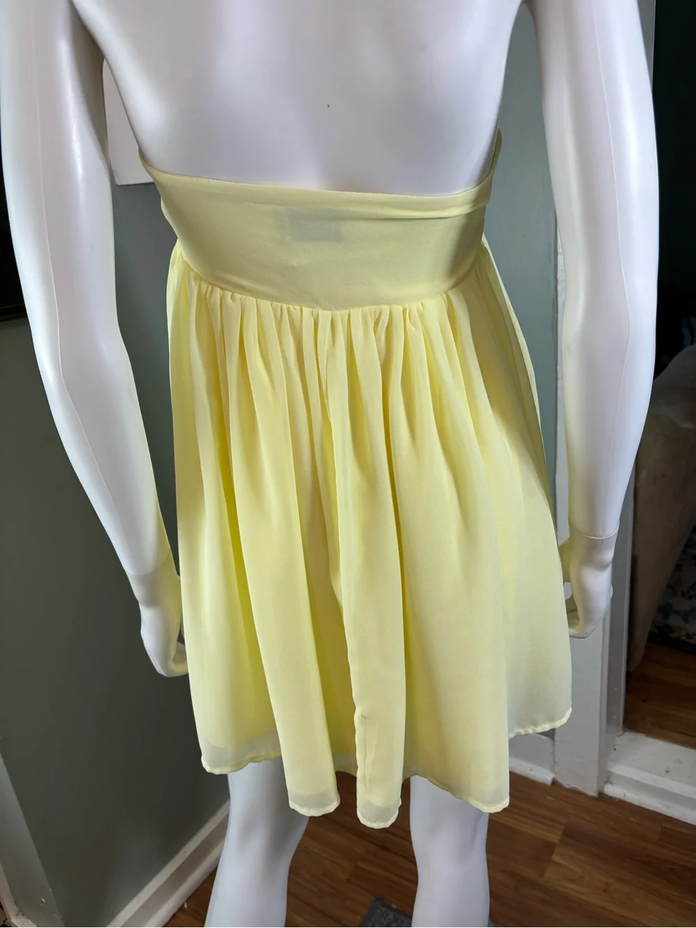 NWT New Peppermayo Saturn Yellow Strapless Chiffon Mini Babydoll Dress Sz 6 - Picture 11 of 16